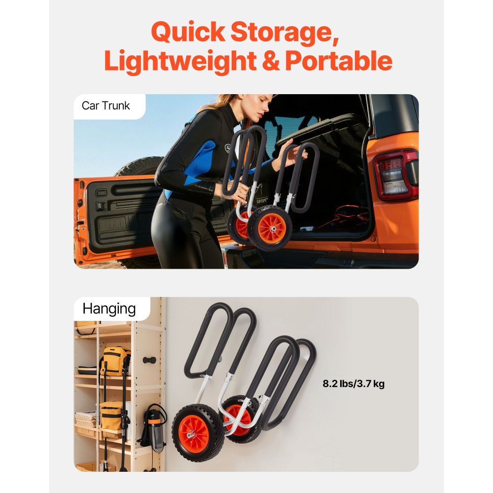 Kayak Cart 68.0 kg Stand Up Paddle Board Trolley with 25.4 cm Rubber Tires