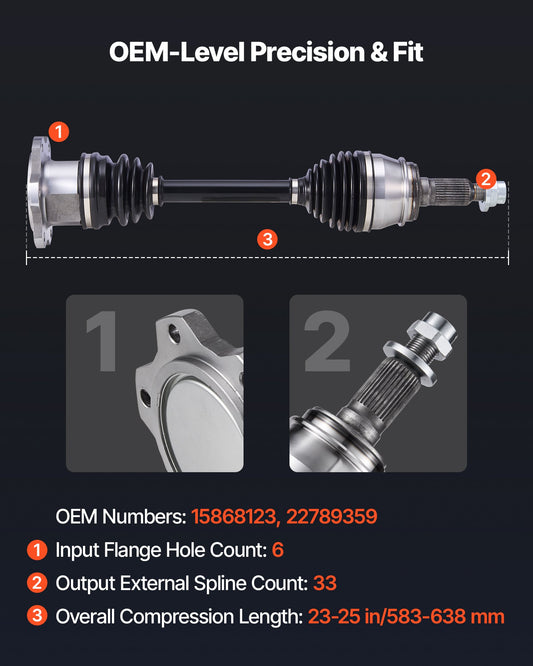CV Axle Shaft Assembly, 2 Pieces Front Left & Right (Driver and Passenger Side), Automotive Replacement CV Axles Pair Compatible with 2007-2020 Cadillac Escalade, Alloy Steel & Carbon Steel