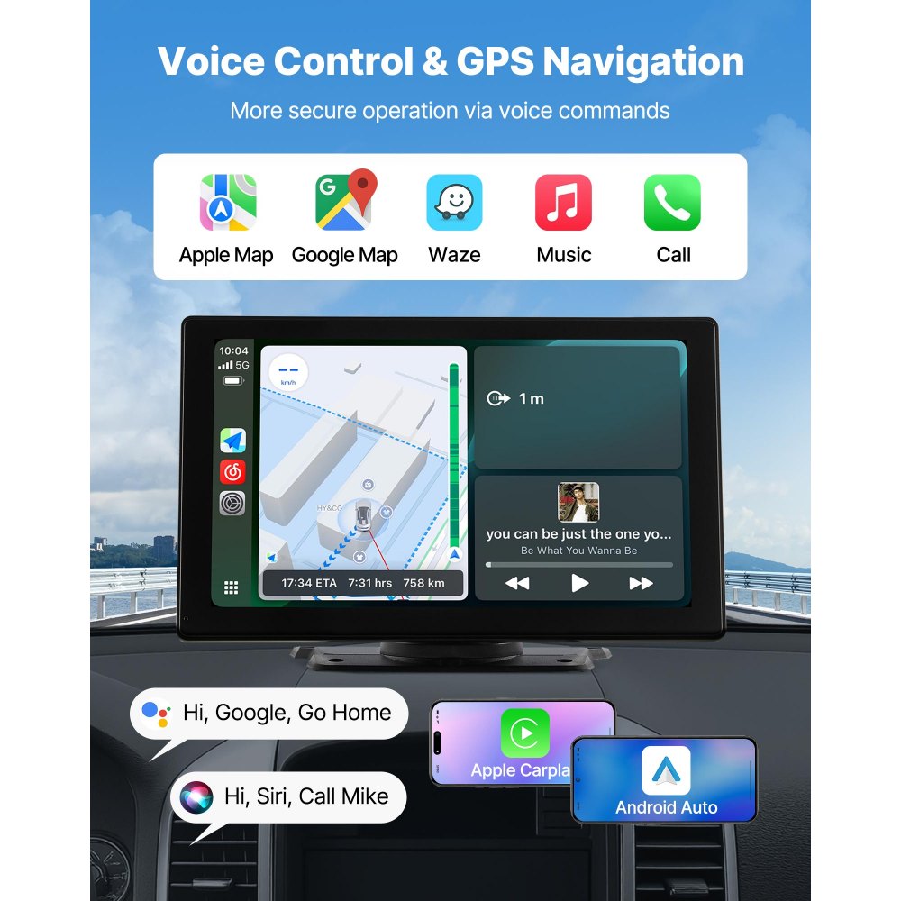 VEVOR Car Stereo Radio CarPlay Touchscreen 228.6 mm Apple Android Backup Camera