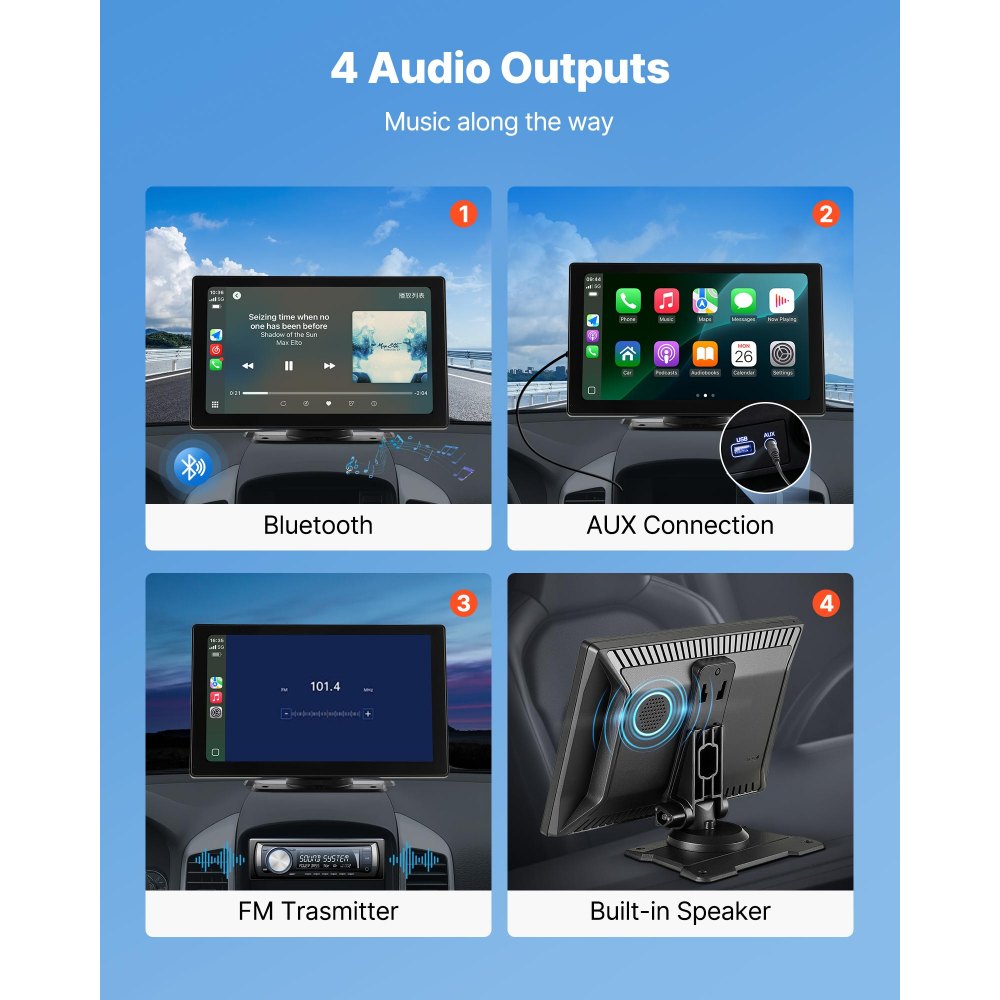 VEVOR Car Stereo Radio CarPlay Touchscreen 228.6 mm Apple Android Backup Camera