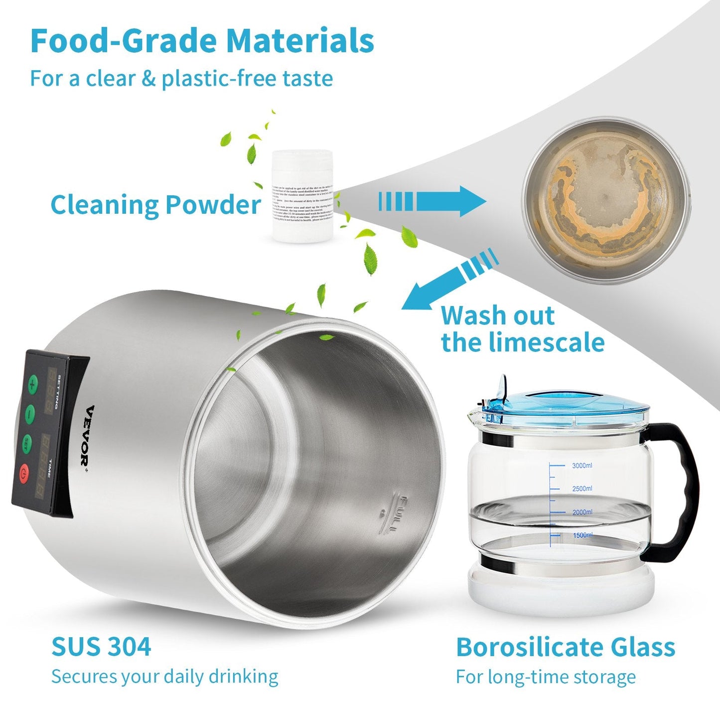 4L Water Distiller, 1L/H, Silver, Touch Screen, Stainless Steel, 3.3 kg