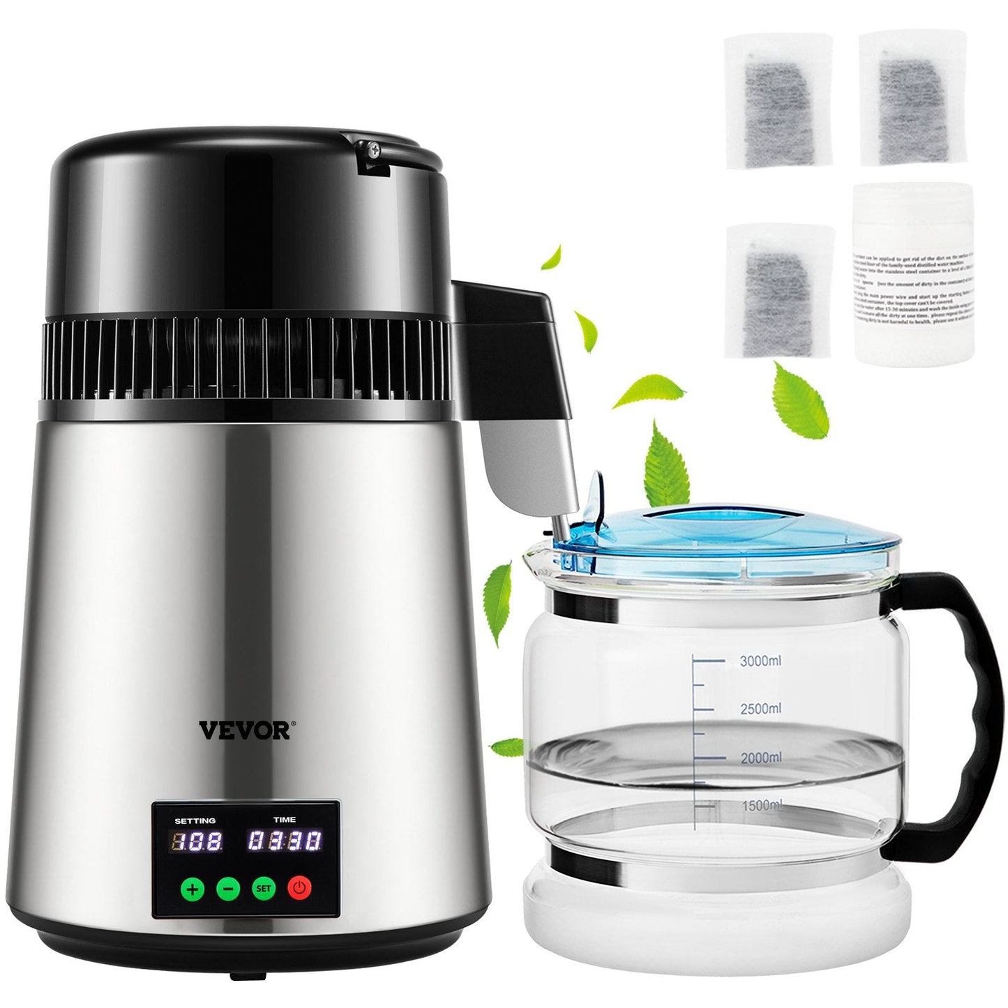 4L Water Distiller, 1L/H, Silver, Touch Screen, Stainless Steel, 3.3 kg