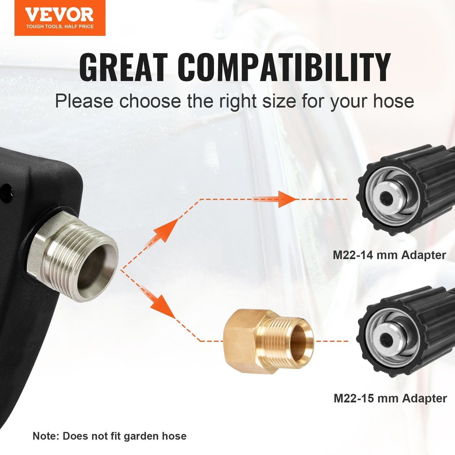 High Pressure Washer Gun 4350 PSI with Foam Spray & 5 Nozzles, 0.25m Connector