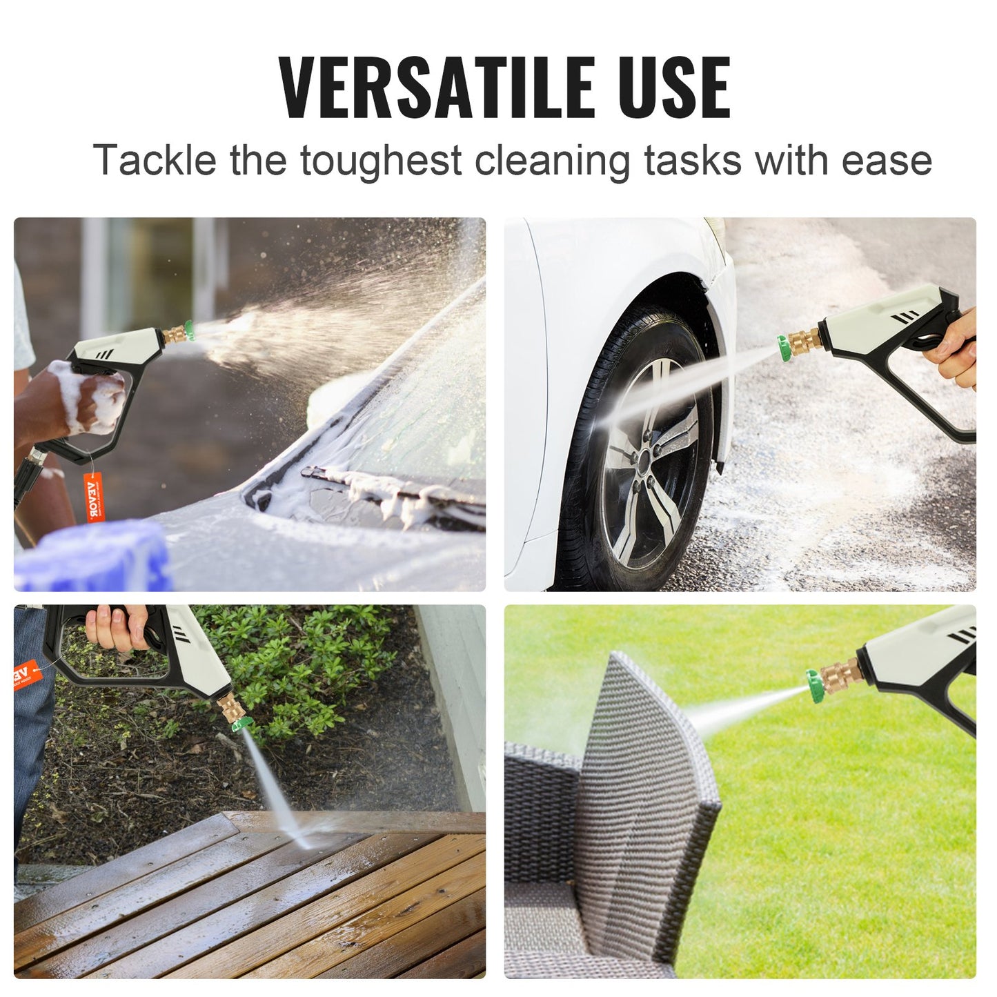 VEVOR 1/4'' High Pressure Washer Gun 5000PSI Power Wash Foam Spray w/ Nozzle