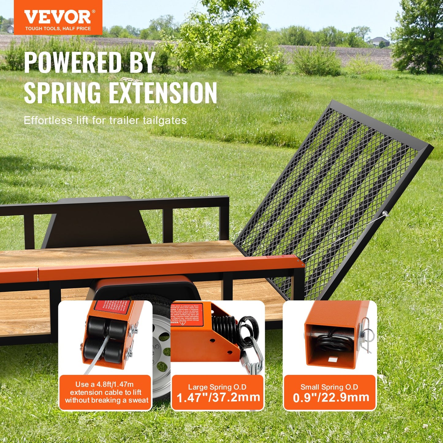 VEVOR Trailer Tailgate Lift Assist, Max 180 lbs Load Capacity, Compatible with Open