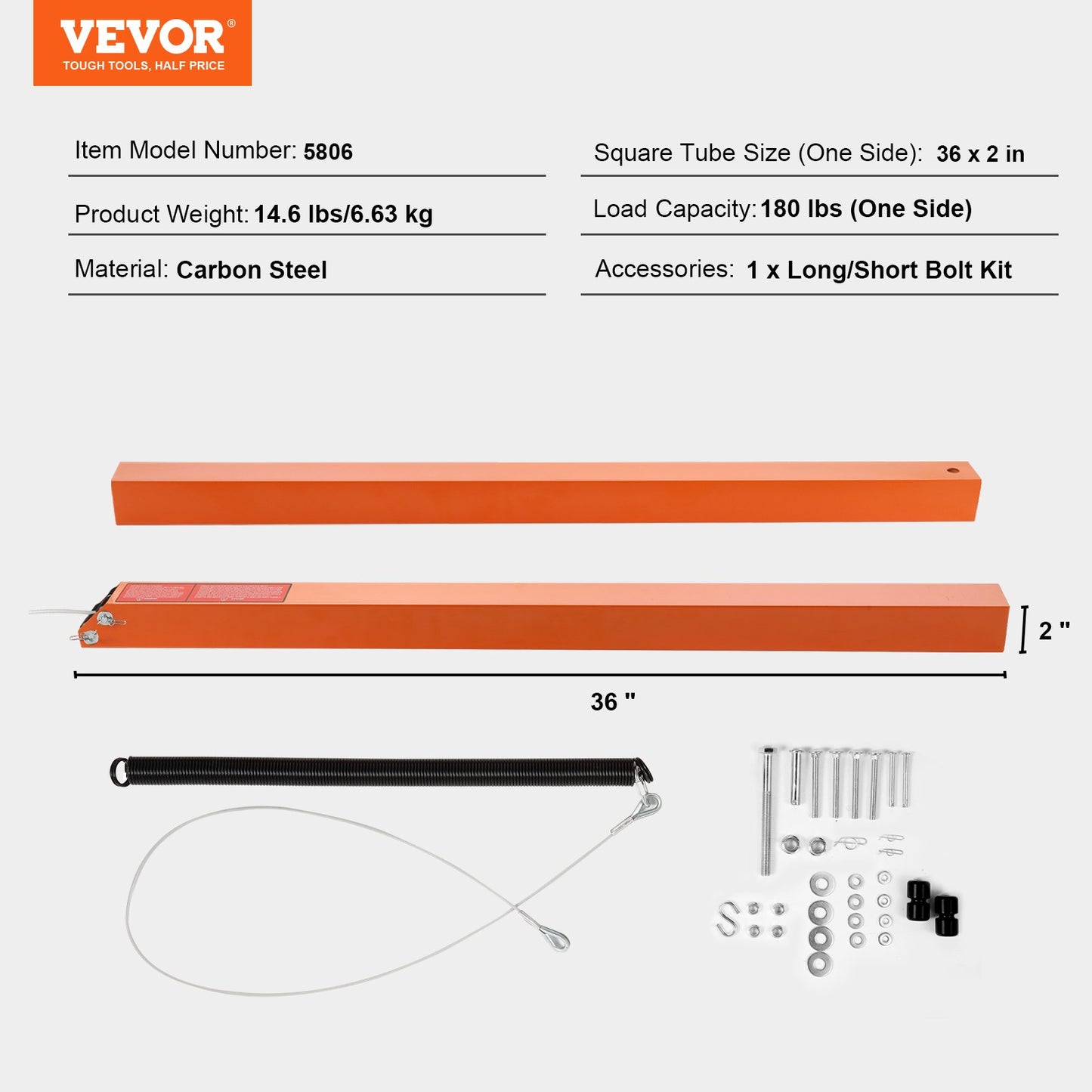 VEVOR Trailer Tailgate Lift Assist, Max 180 lbs Load Capacity, Compatible with Open