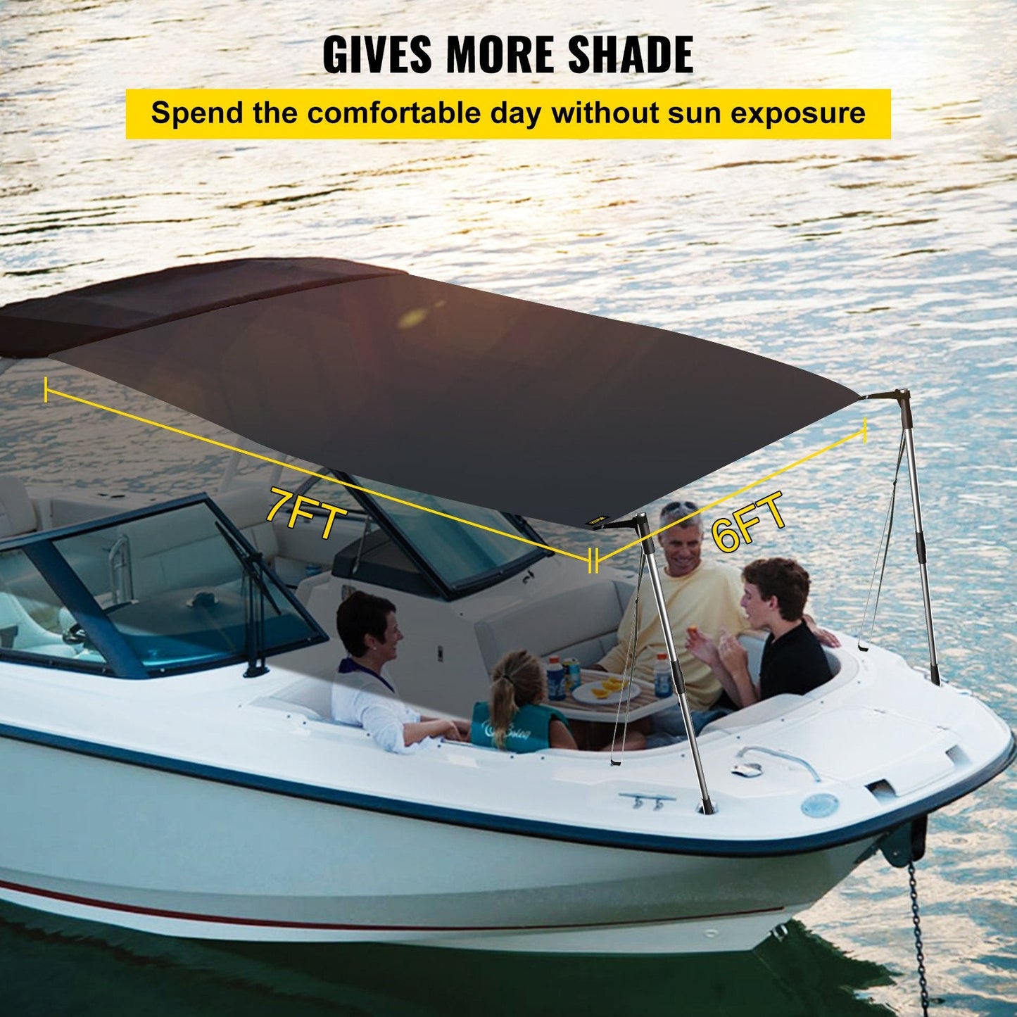 Black T-Top Extension Shade Kit, UV-Proof, 1.83 x 2.13 m, with Telescopic Poles