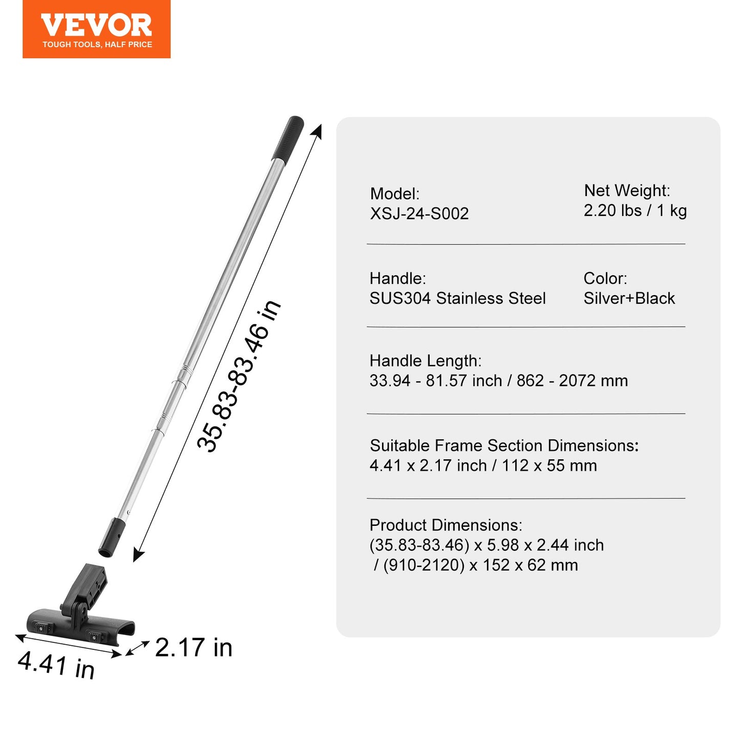 VEVOR Drywall Skimming Kit, Handle + Fixator Smoothing Knife Accessory, Professional