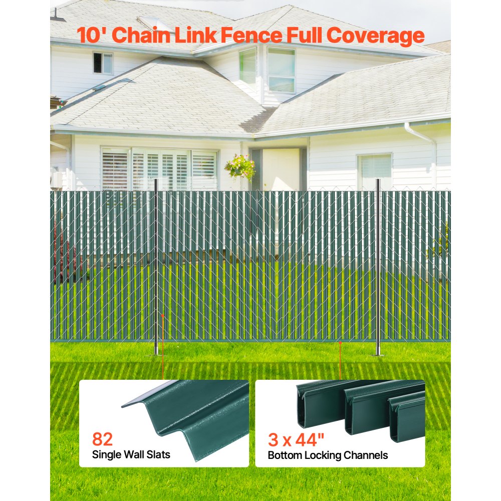 Chain Link Fence Privacy Slats Single-Wall for 1.5m High Fence Bottom Lock