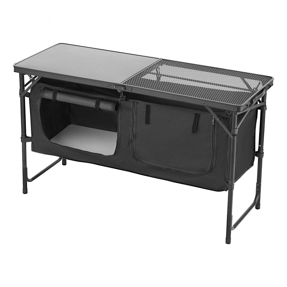 VEVOR Camping Kitchen Table Folding Portable Adjustable Cooking Station Storage