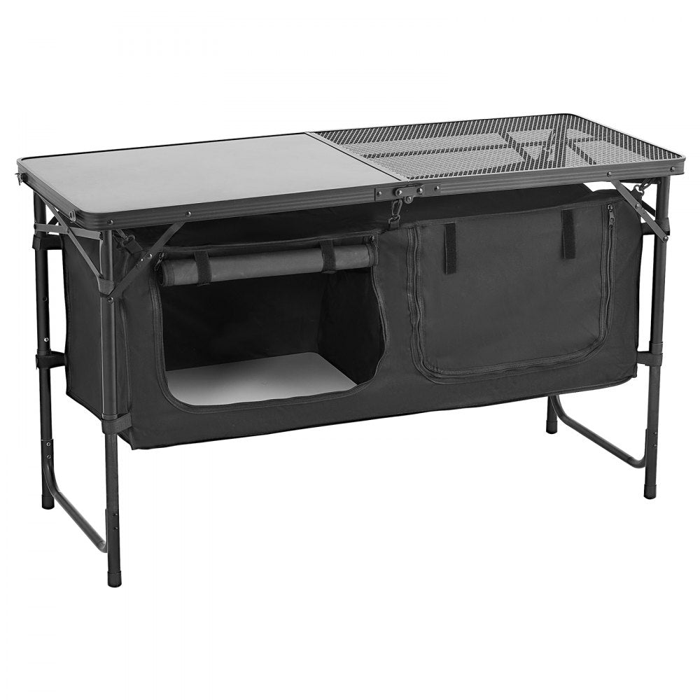 VEVOR Camping Kitchen Table Folding Portable Adjustable Cooking Station Storage