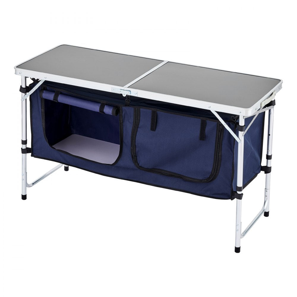 VEVOR Camping Kitchen Table Folding Portable Cook Station 3 Adjustable Heights