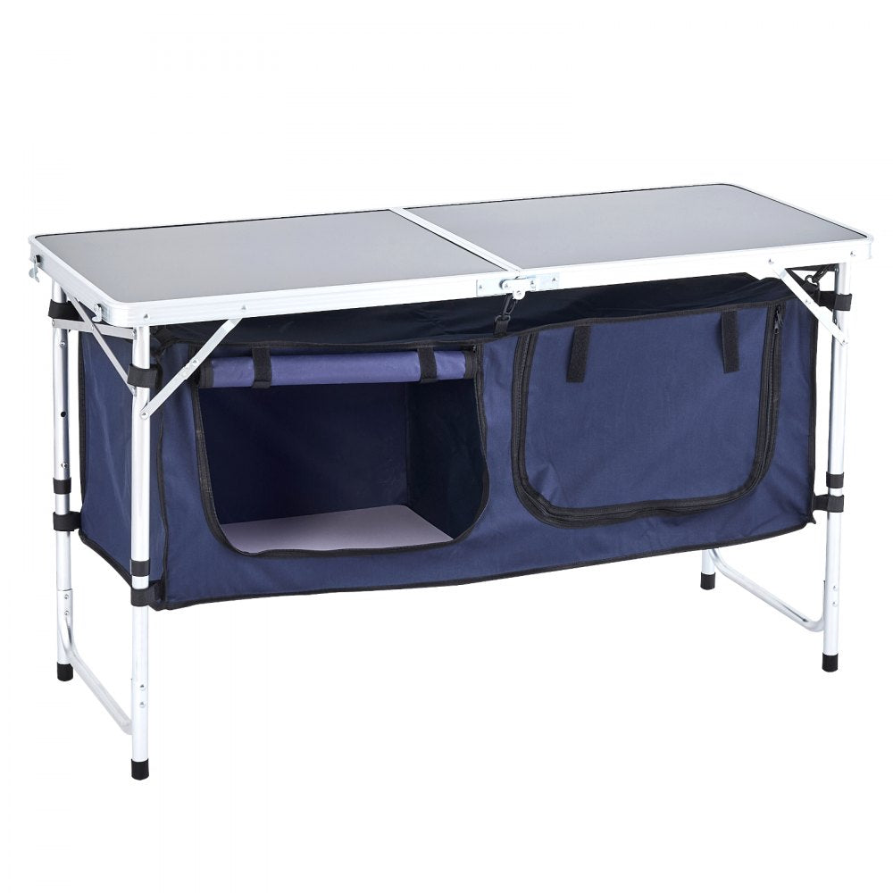 VEVOR Camping Kitchen Table Folding Portable Cook Station 3 Adjustable Heights