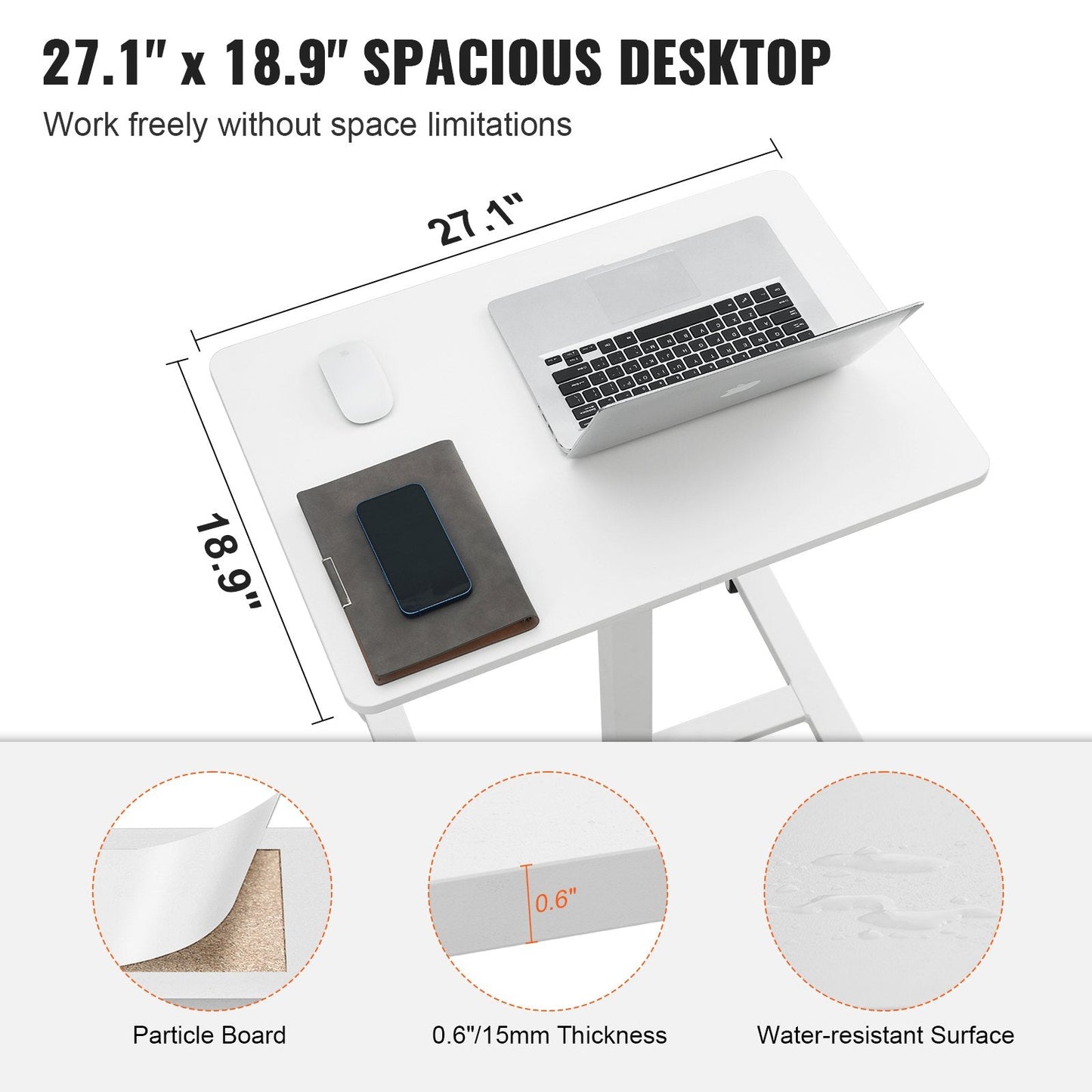Adjustable Mobile Sit-Stand Desk with Wheels, 0.7-1.1m Height, 18.1 Kg Capacity
