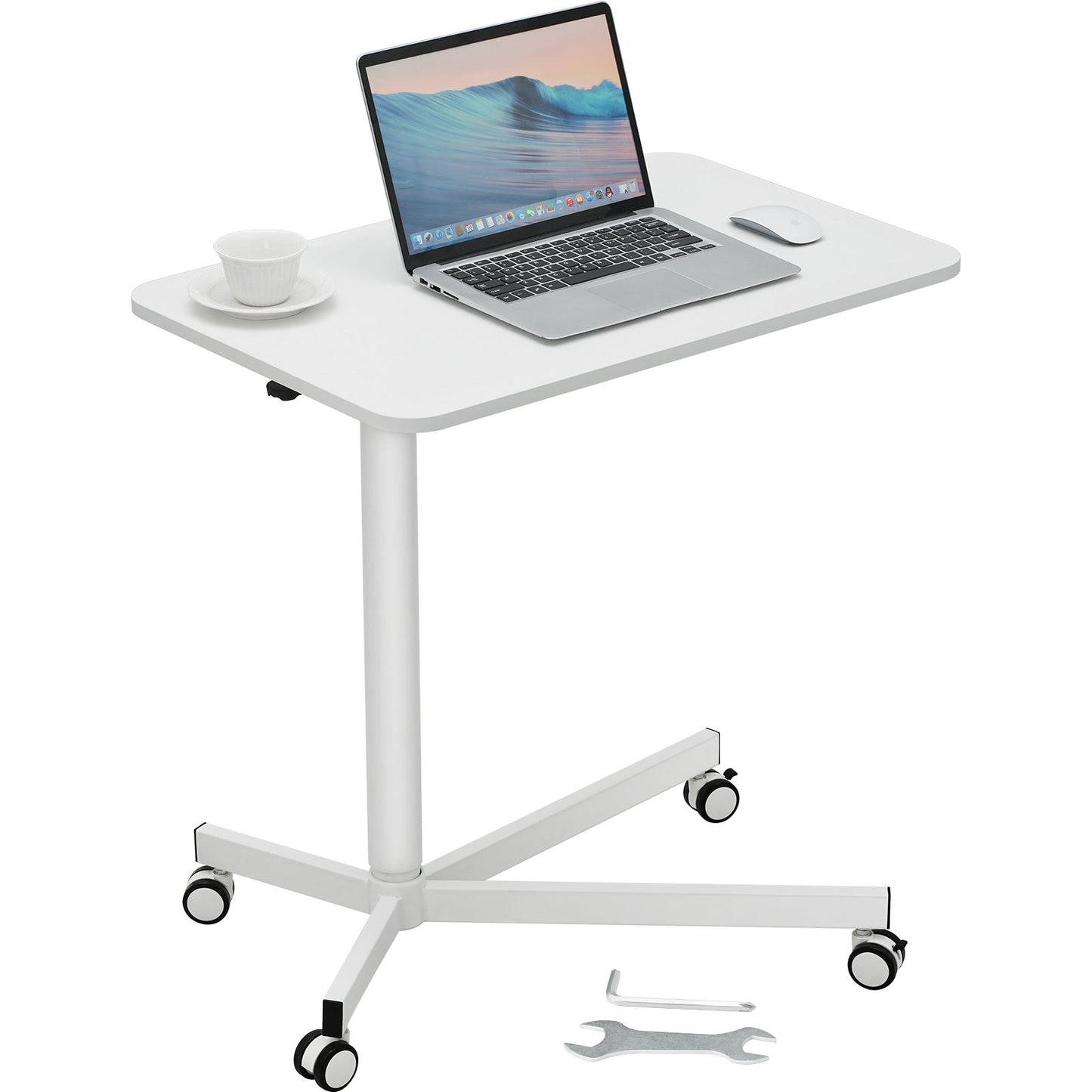 VEVOR Mobile Standing Desk, 28.5"-44.2" Gas-Spring Height Adjustable Sit-Stand Desk,