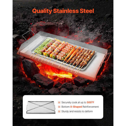 VEVOR 32x16 in Flat Top Griddle Stainless Steel Universal BBQ Grill Pan Cookware