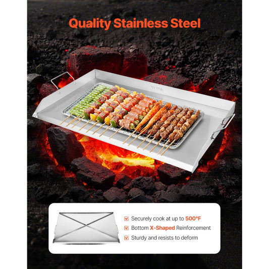 VEVOR 36x22 in Flat Top Griddle Stainless Steel Universal BBQ Grill Pan Cookware