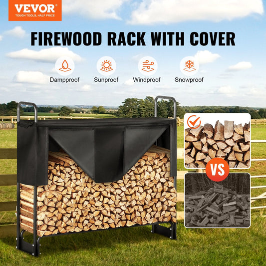 Heavy duty tubular steel firewood holder supports up to 440.9 pounds of firewood