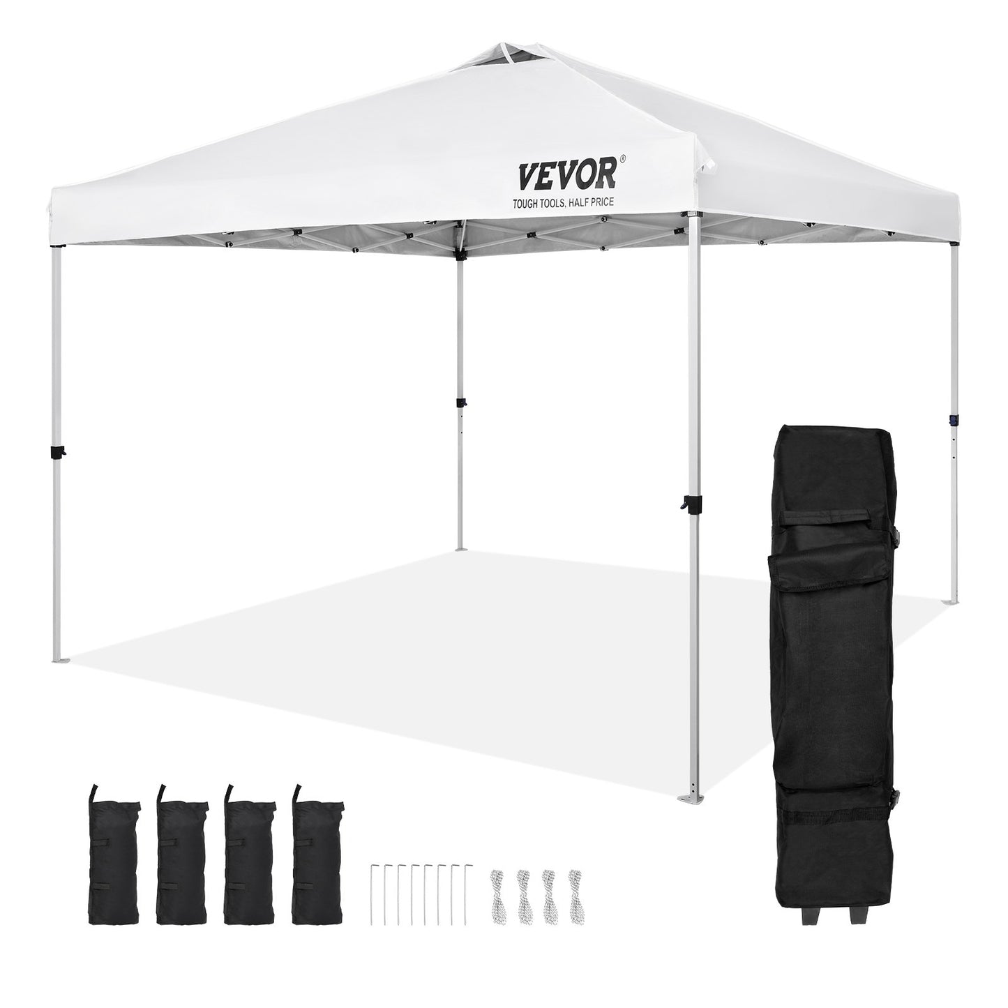 VEVOR Pop Up Canopy Tent, 10 x 10 ft, 250 D PU Silver Coated Tarp, with Portable