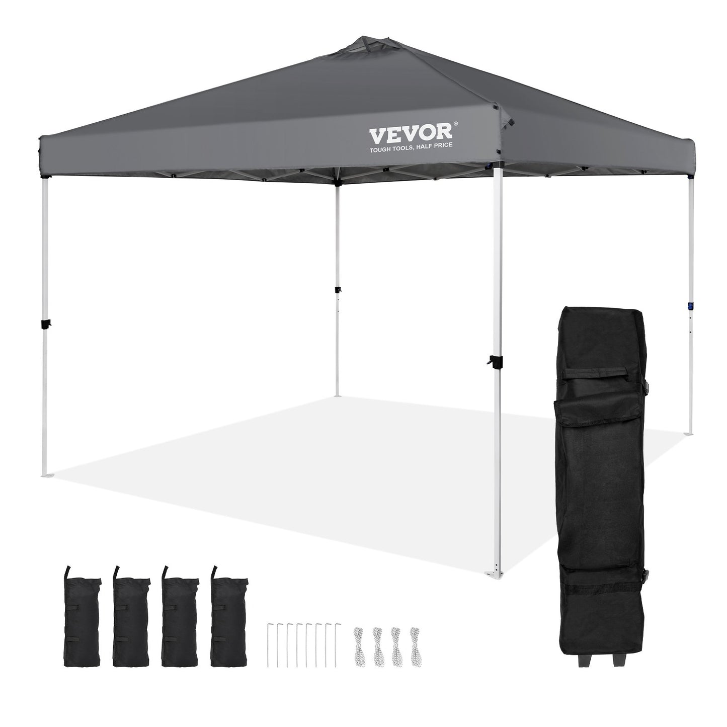 VEVOR Pop Up Canopy Tent, 10 x 10 ft, 250 D PU Silver Coated Tarp, with Portable