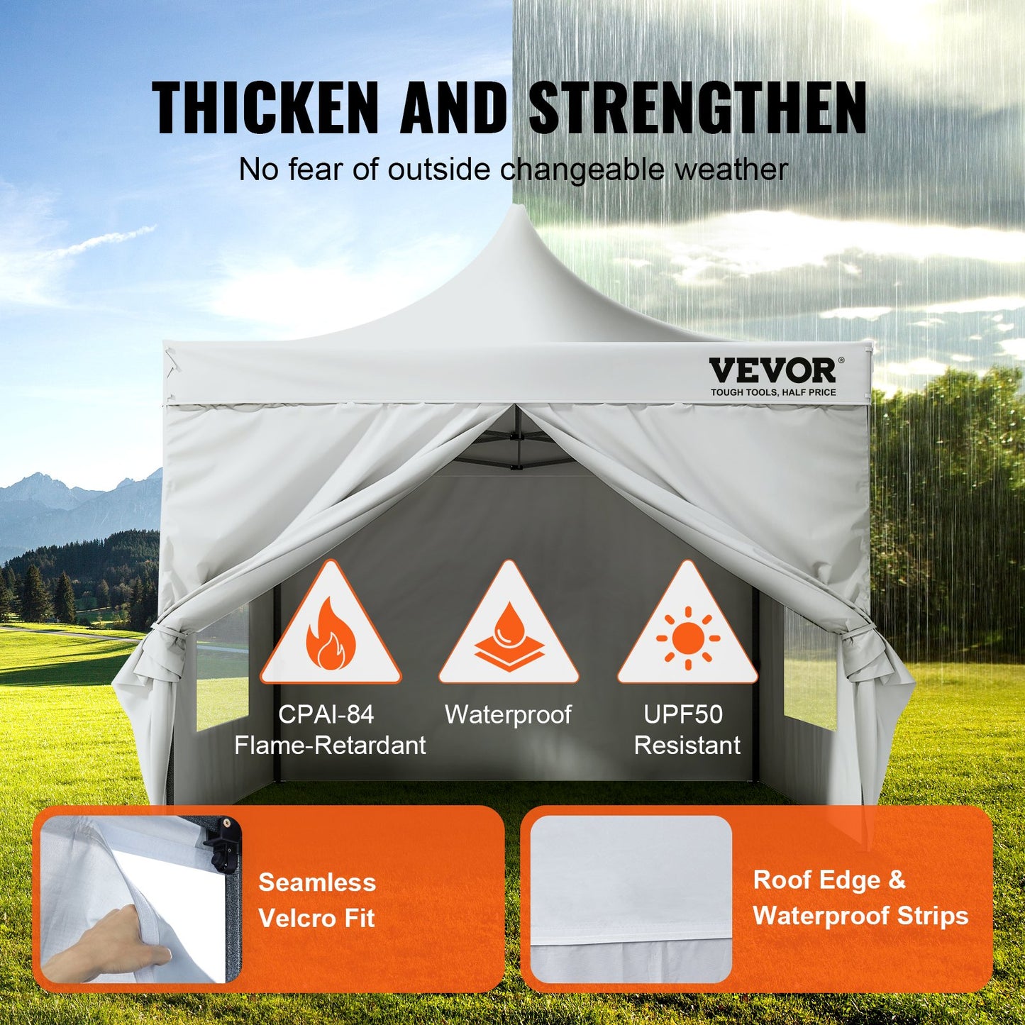 VEVOR Pop Up Canopy Tent Outdoor Gazebo Tent 10x10FT with Sidewalls & Bag White