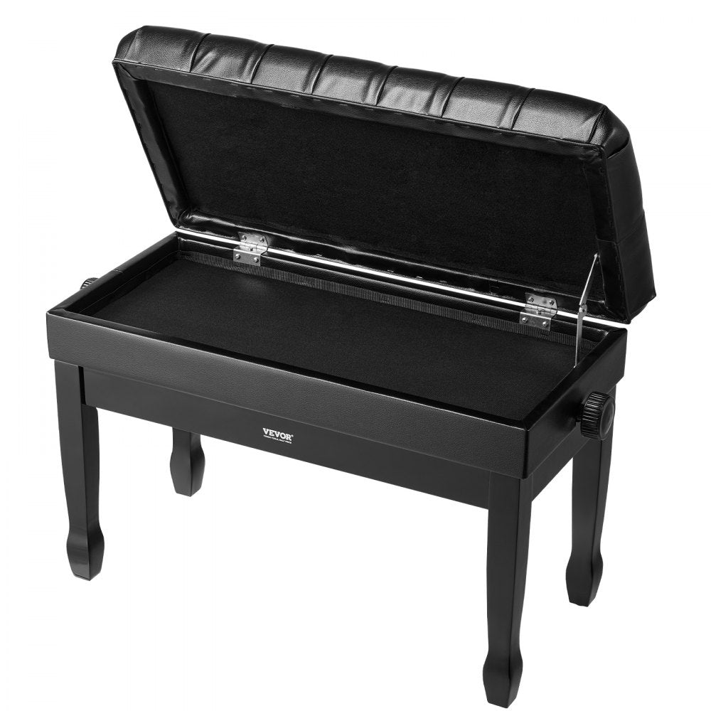VEVOR Adjustable Piano Keyboard Bench Storage Padded Seat Wooden Bookcase Stool