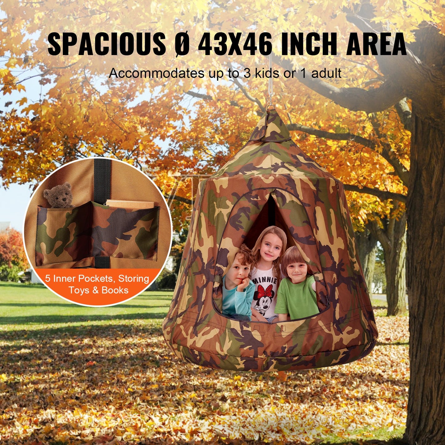 VEVOR Hanging Tree Tent, 330 LBS Capacity Hanging Tent Swing for Indoor and Outdoor