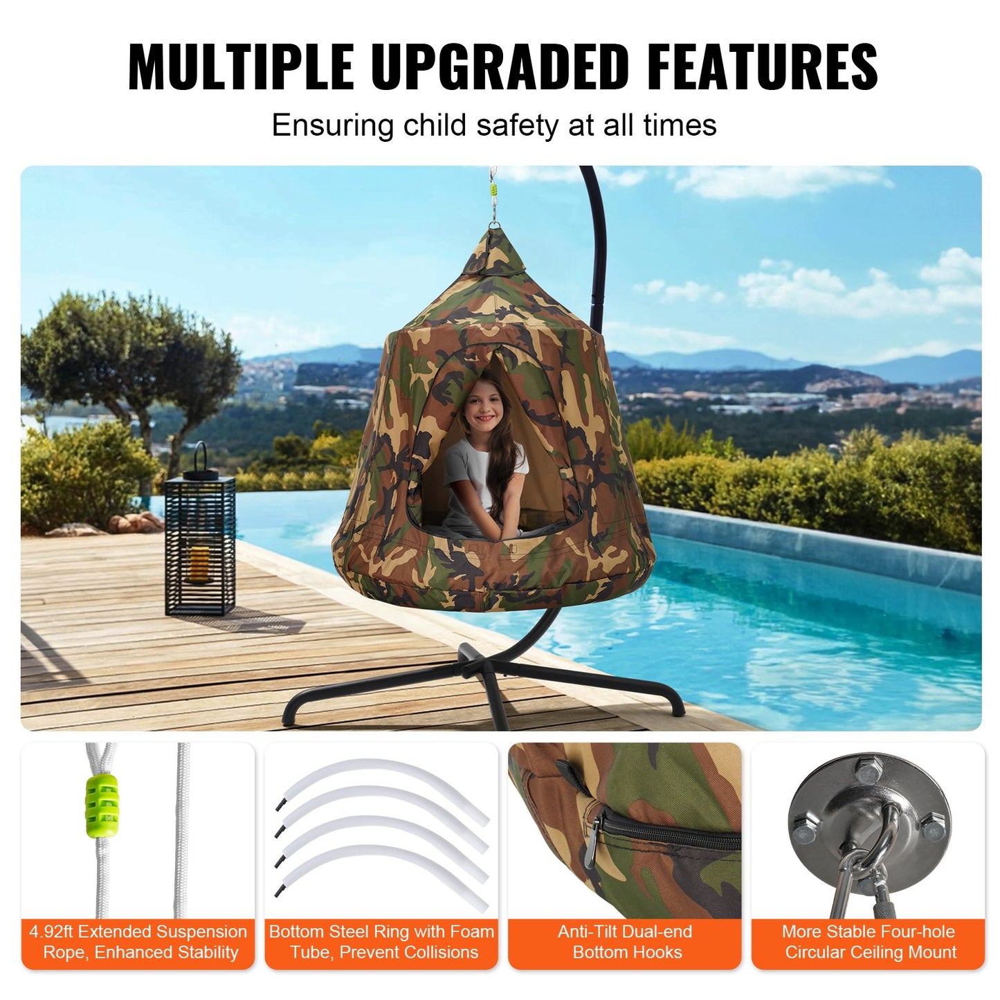 VEVOR Hanging Tree Tent, 330 LBS Capacity Hanging Tent Swing for Indoor and Outdoor