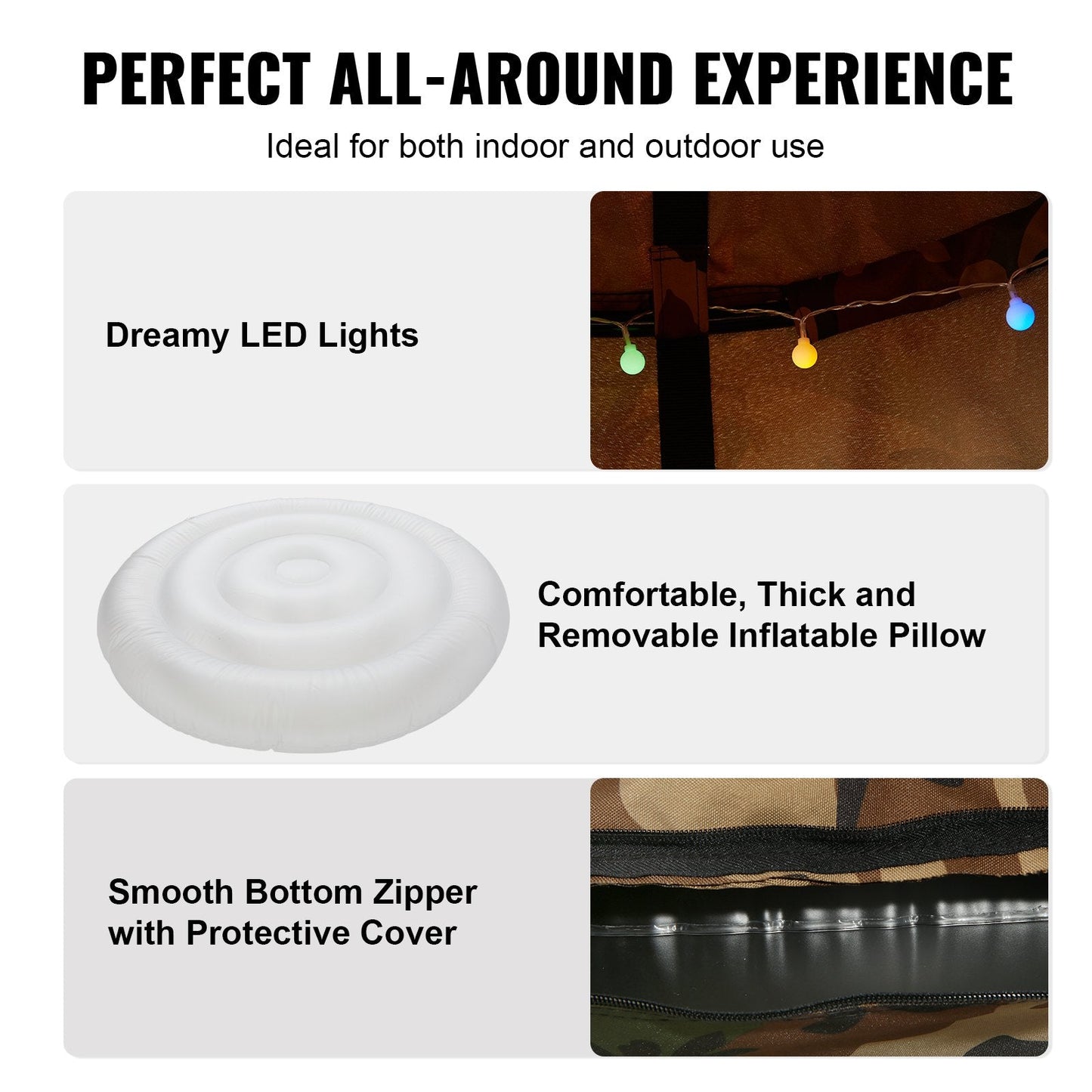 Hanging Tree Tent Swing with LED Lights, 150 kg Capacity for Indoor/Outdoor Use