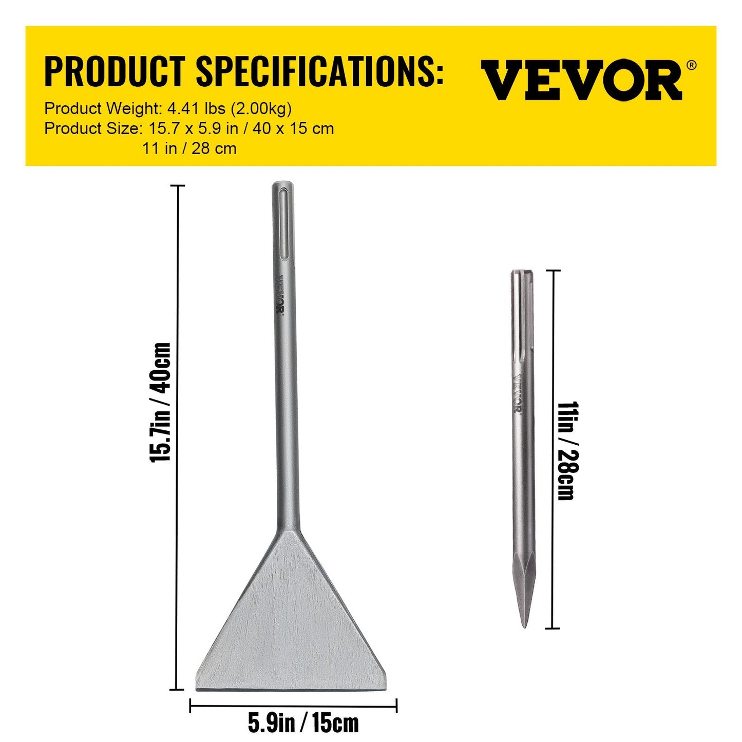 Heavy-Duty SDS-Max Floor Scraper Chisel for Tile & Thinset Removal, 40 x 15 cm