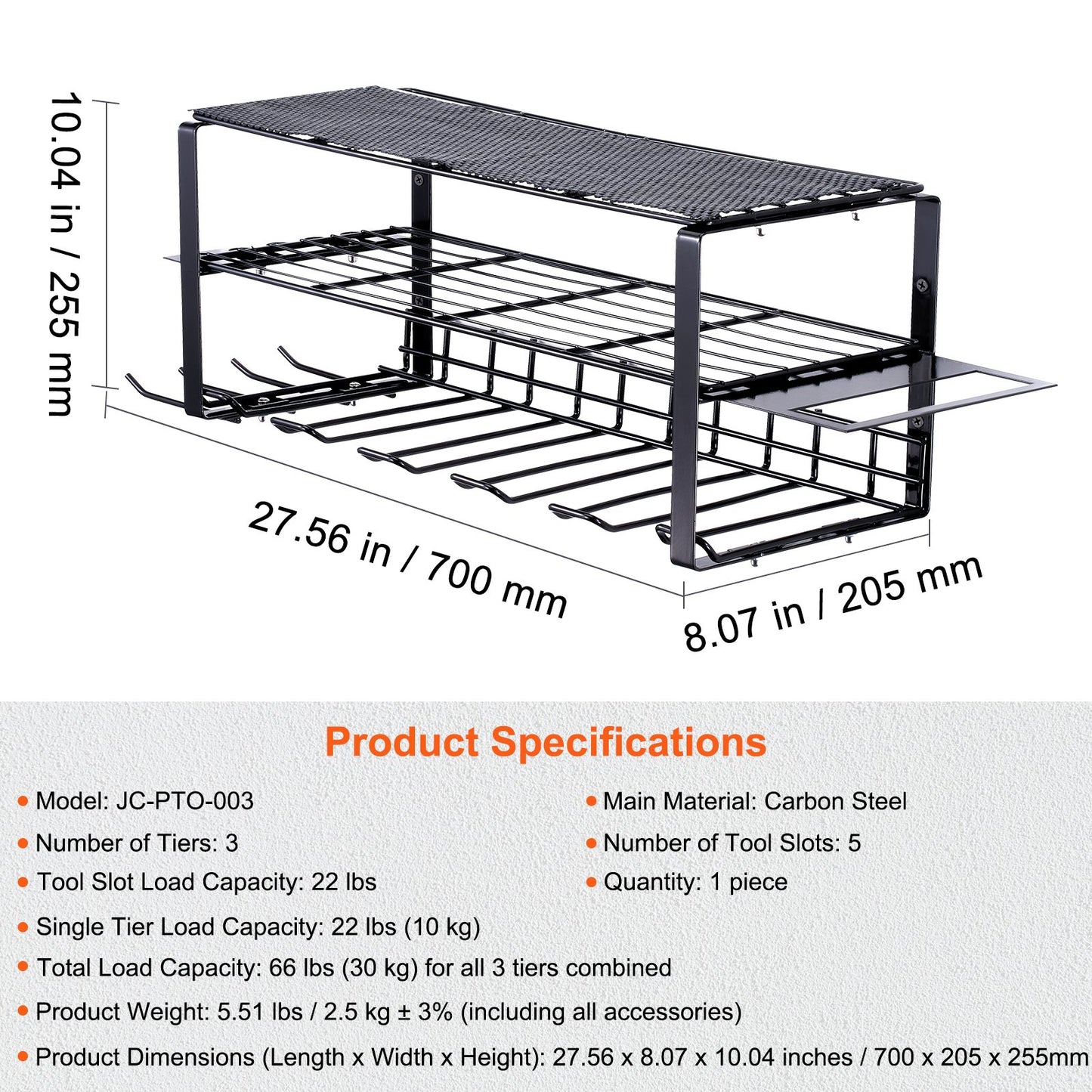 VEVOR Power Tool Organizer, 5 Slot, 3 Layers, Cordless Drill Holder Wall Mount,