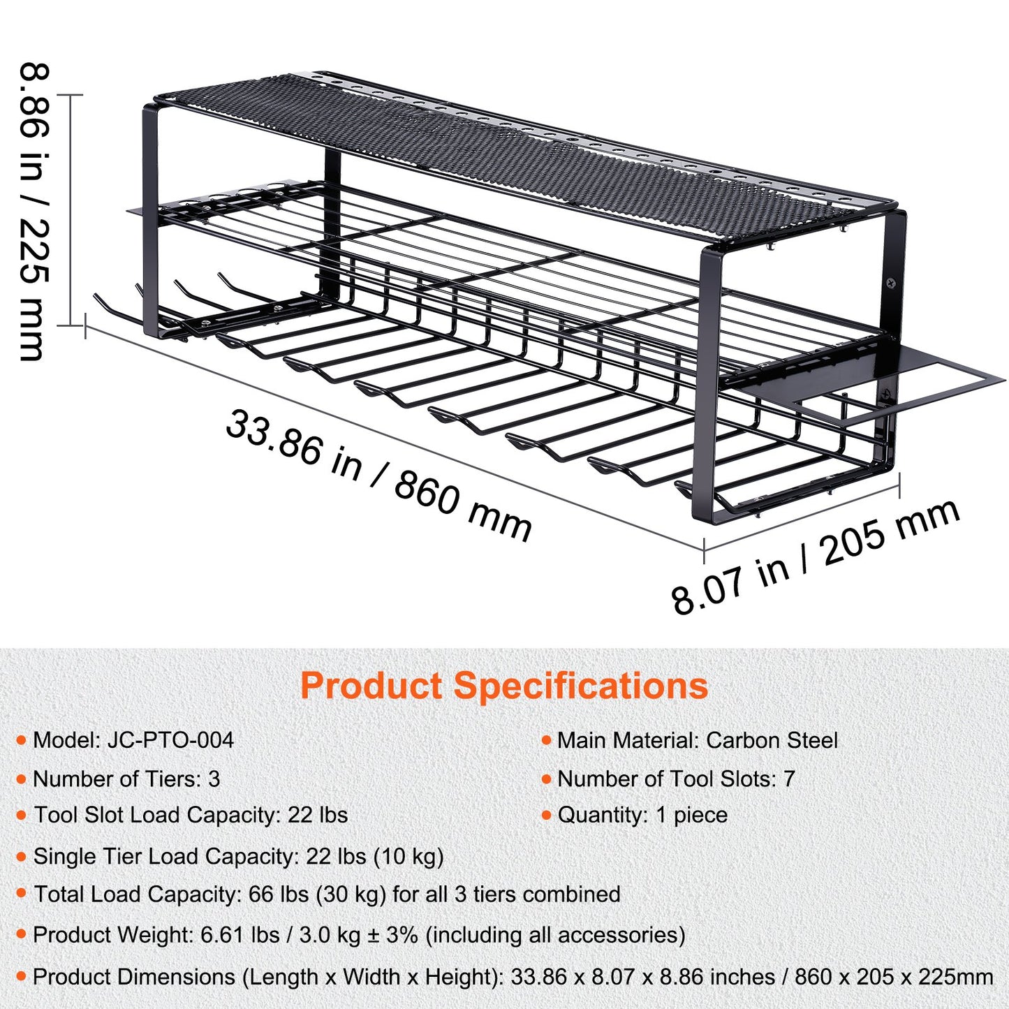 VEVOR Power Tool Organizer, 7 Slot, 3 Layers, Cordless Drill Holder Wall Mount,