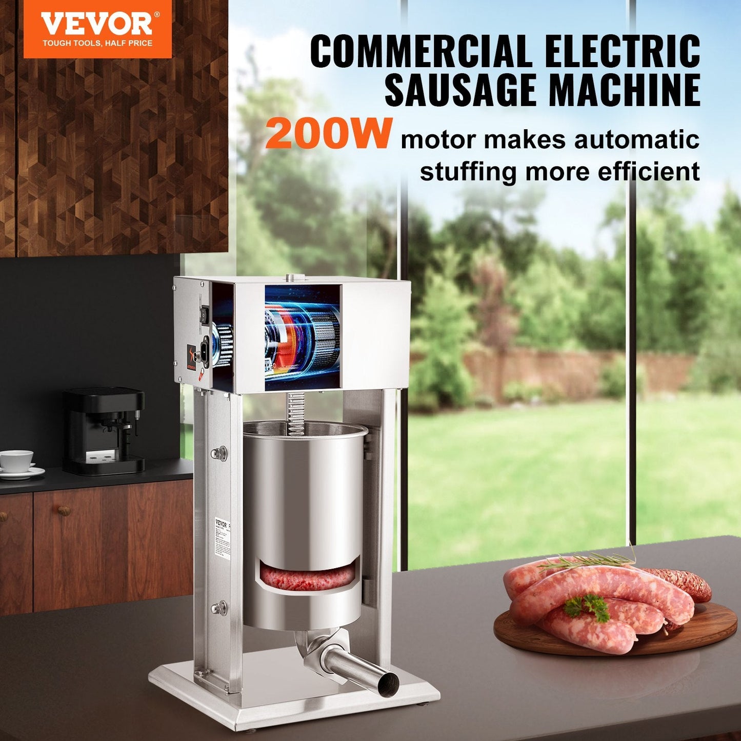 10L Electric Sausage Stuffer with Variable Speed and Stainless Steel Design