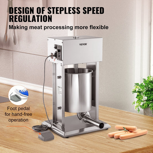 10L Electric Sausage Stuffer with Variable Speed and Stainless Steel Design