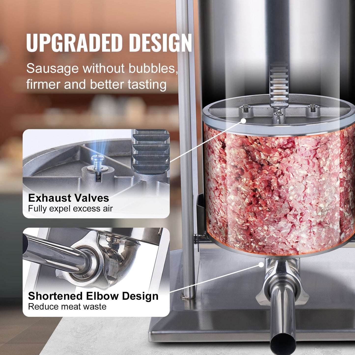 Electric 25L Stainless Steel Vertical Sausage Stuffer, Commercial Grade