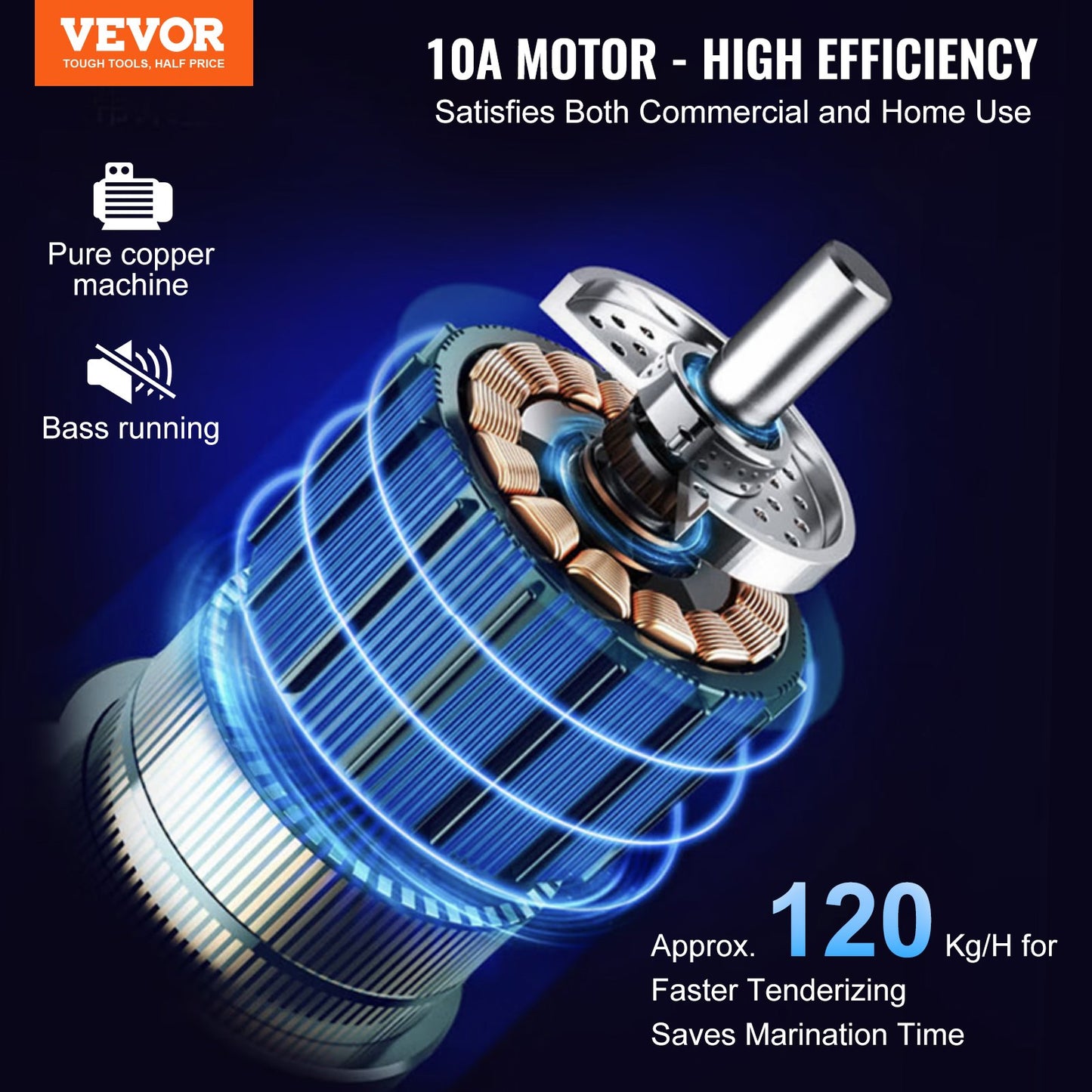 VEVOR Commercial Meat Tenderizer, Heavy Duty Stainless Steel Kitchen Tool with Handle,