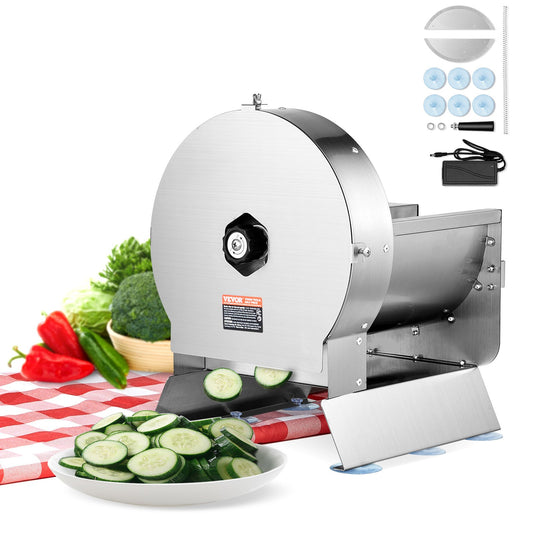 VEVOR Electric Vegetable Slicer, 0-0.5"/0-12mm Thickness Adjustable Commercial Slicer