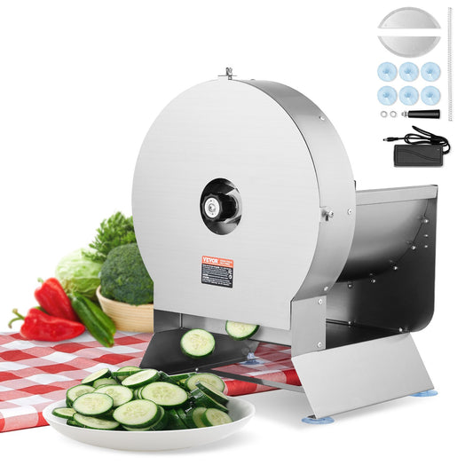 VEVOR Electric Vegetable Slicer, 0-0.5"/0-12mm Thickness Adjustable Commercial Slicer