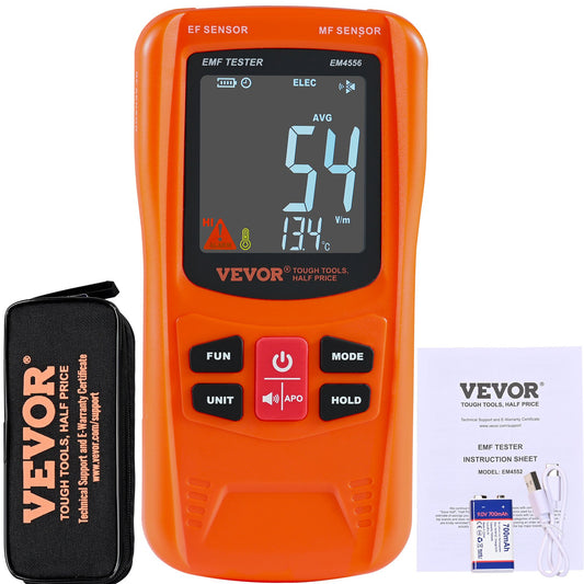 VEVOR 3-in-1 EMF Meter, 5Hz-6GHz, Handheld Rechargeable Electromagnetic Field Radiation