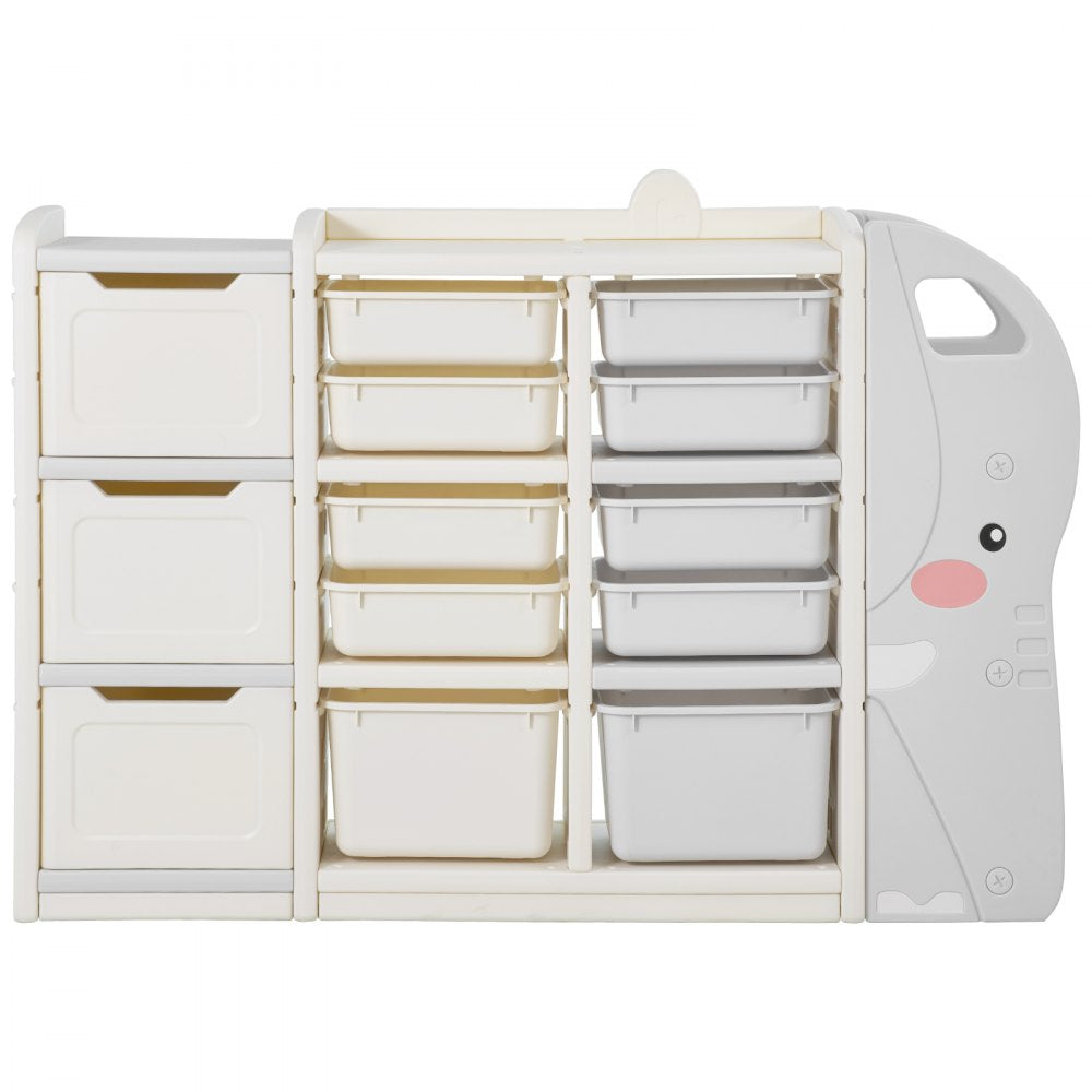 VEVOR 4-Tier Kids Toy Storage with 10 Plastic Movable Bins Elephant-Shape