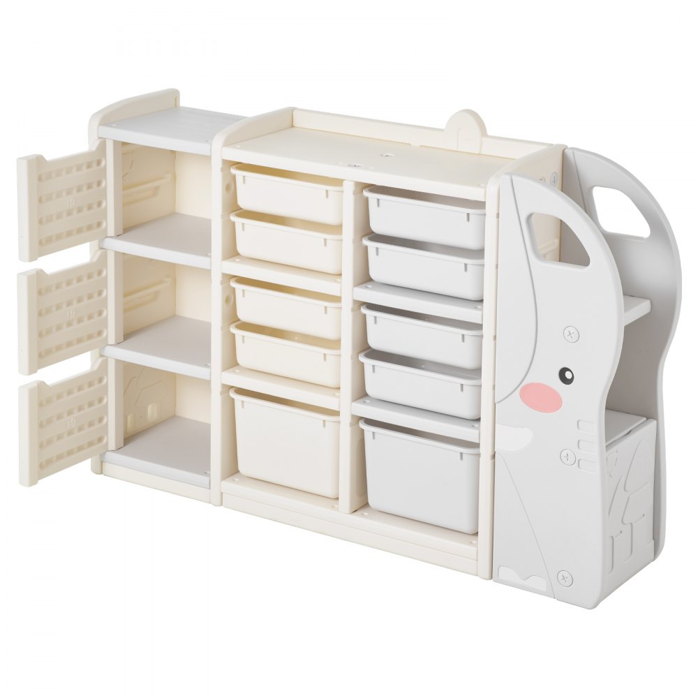 VEVOR 4-Tier Kids Toy Storage with 10 Plastic Movable Bins Elephant-Shape