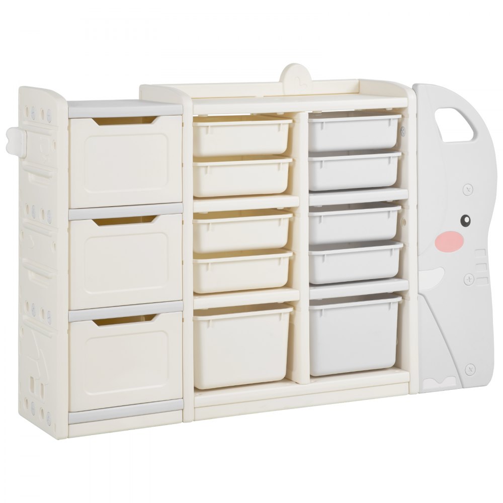 VEVOR 4-Tier Kids Toy Storage with 10 Plastic Movable Bins Elephant-Shape