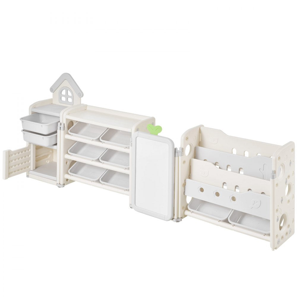 VEVOR Kid Toy Storage and Bookshelf with 10 Movable Plastic Bins & Drawing Board