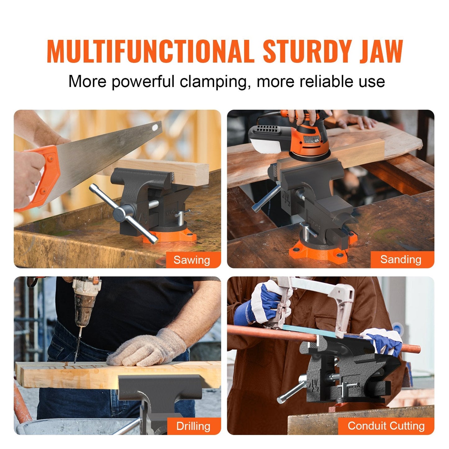 Heavy Duty 11.5 cm Bench Vise with 240° Swivel and Anvil