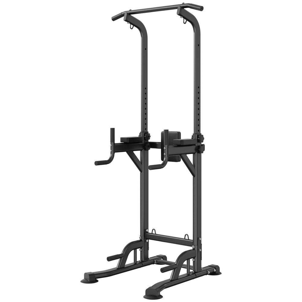 VEVOR Power Tower Dip Station, 10-Level Height Adjustable Pull Up Bar Stand, Multi-Function Home Gym Strength Training Fitness Workout Equipment with 7-Level Adjustable Backrest, PU Elbow Pads, 440LBS