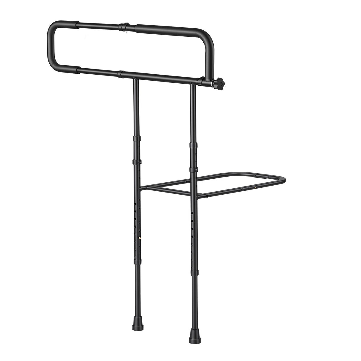 Bed Rails for Elderly Adults Folding Bed Side Rail with Floor Support, Length & Height Adjustable, High-Strength Steel Bedside Assist Cane, Fits King Queen Full Twin Bed, 136kg Strong Capacity