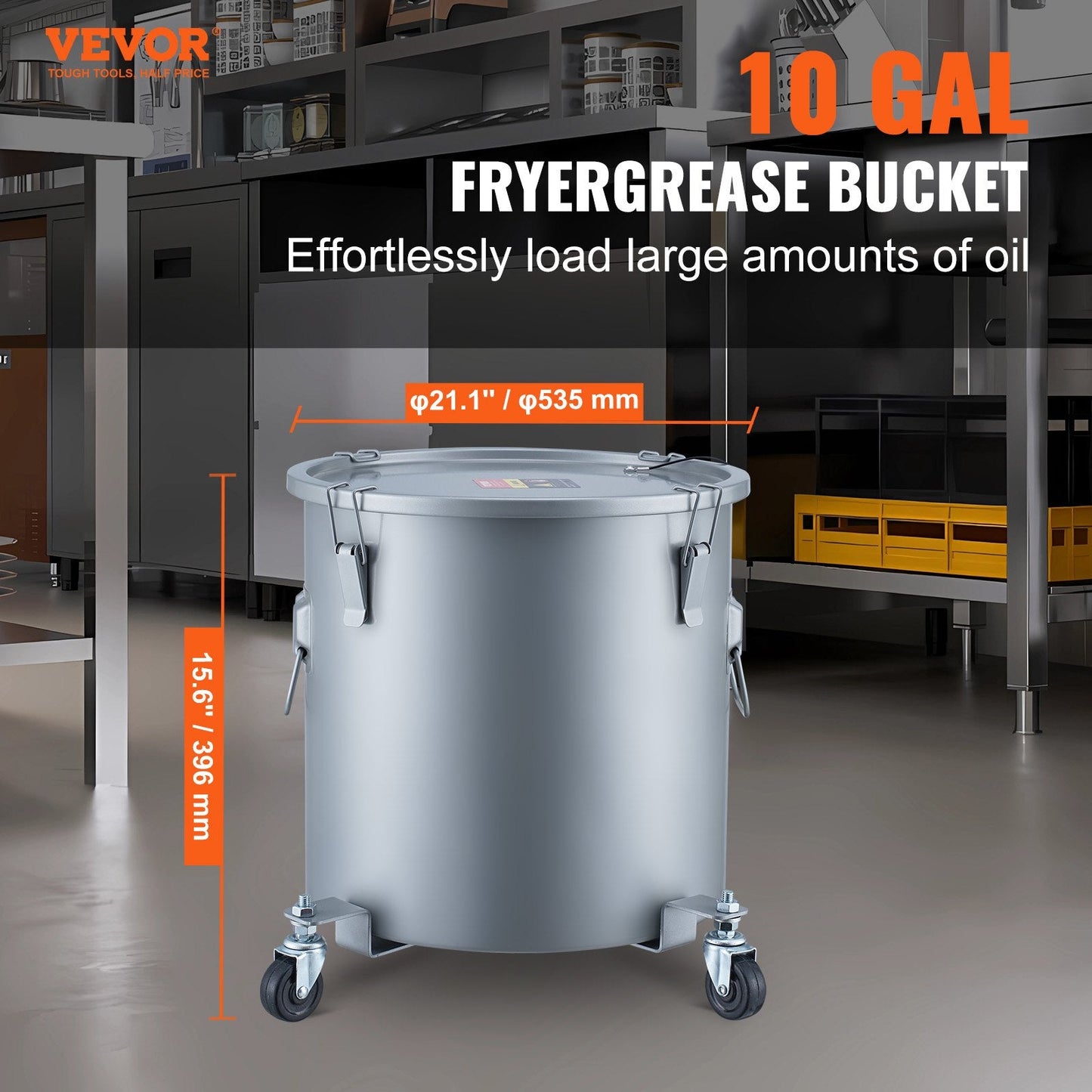 High-Capacity 37.8L Oil Disposal Caddy with Casters and Filter Bag, Gray