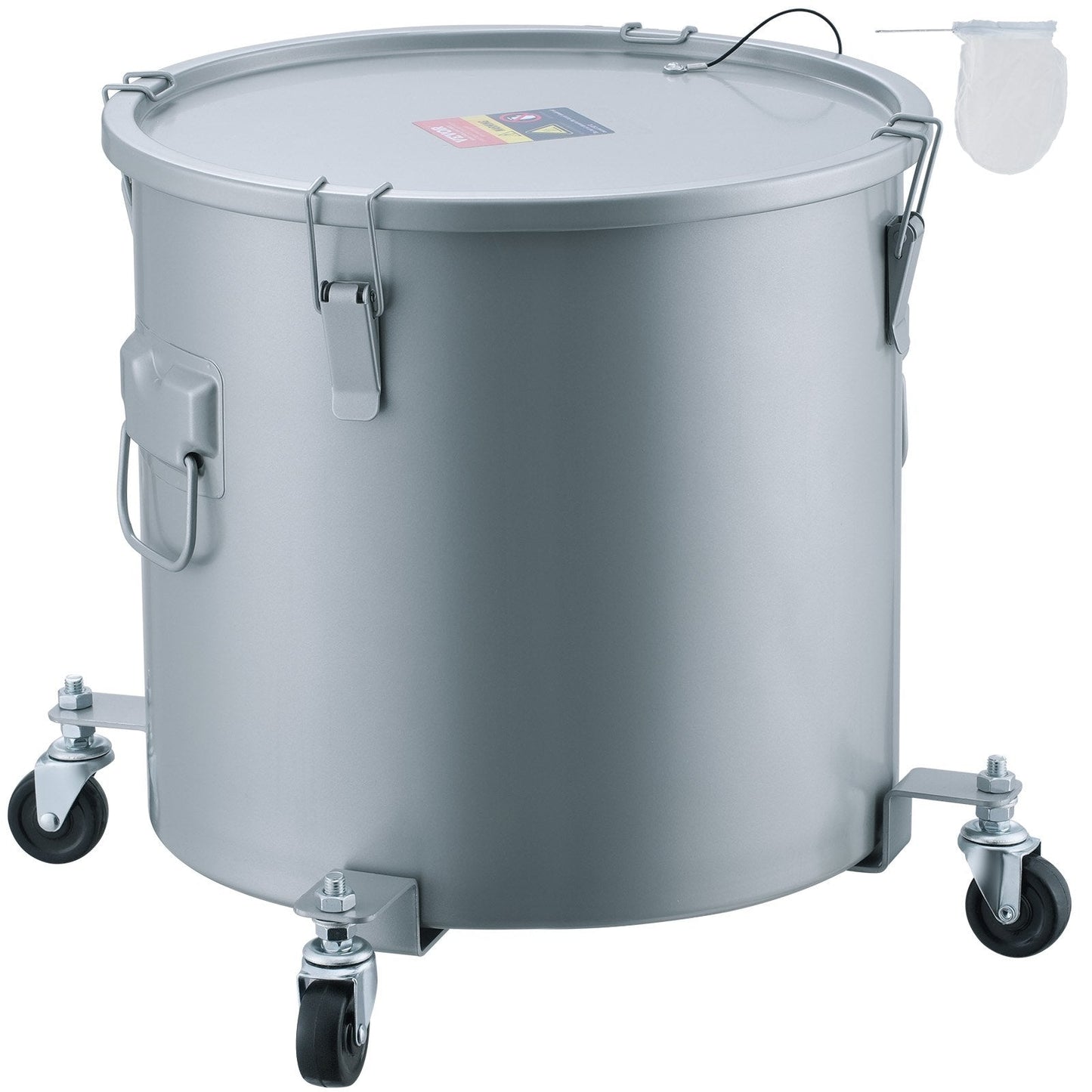 High-Capacity 60.5L Oil Disposal Caddy with Casters and Filter Bag, Gray