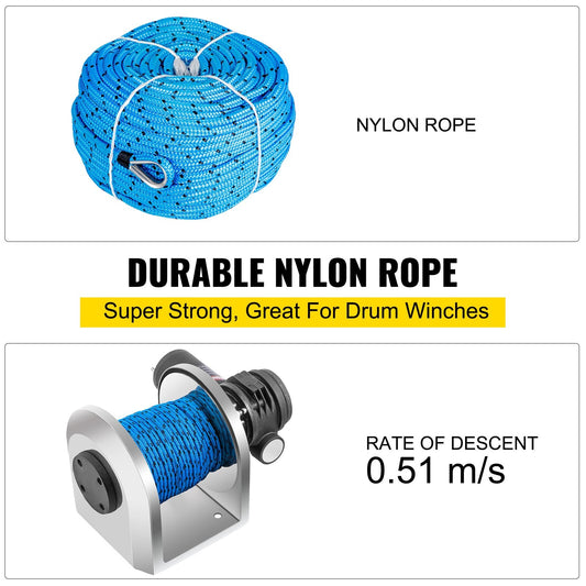 Electric Anchor Winch, 2500kg Load, 6mm x 45m Rope, 700W Motor, Full Kit