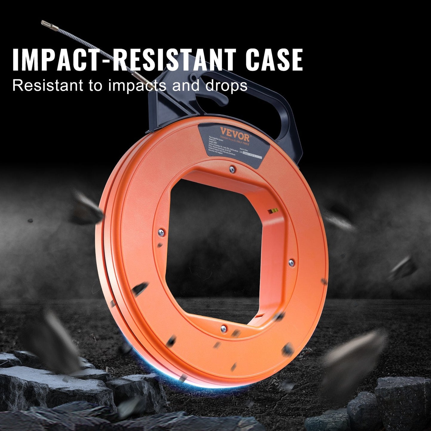 100 ft Fiberglass Wire Puller with Ergonomic Handle and Accessories